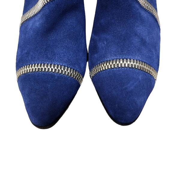 Giuseppe Zanotti Blue Suede Guns 55 Zip Detail Ankle Boots Size 38.5 - Picture 6 of 8